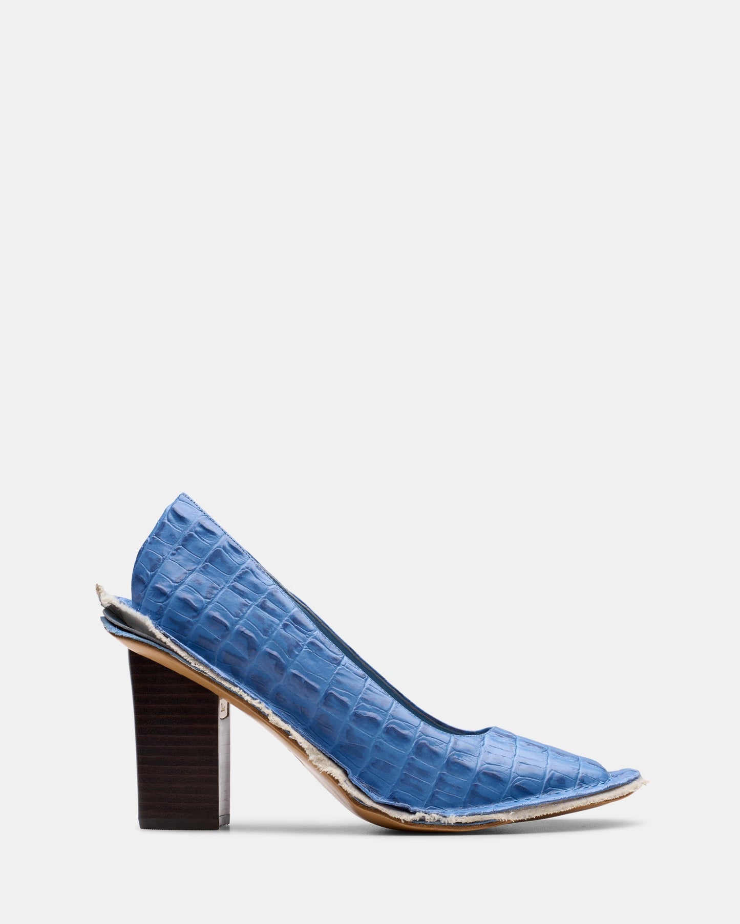 Image of Heels. Productname: Cur Heel W Blue Leather in Blue Leather colour by brand - Clarks
