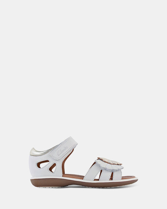 Image of Sandals. Productname: Poppie White/Gold in White, Gold colour by brand - Clarks