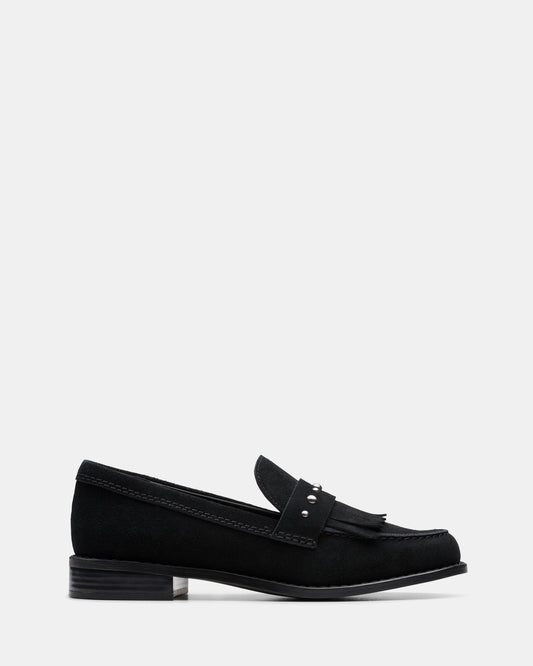 Image of Flats. Productname: Hana Loafer Black Suede in Black Suede colour by brand - Clarks