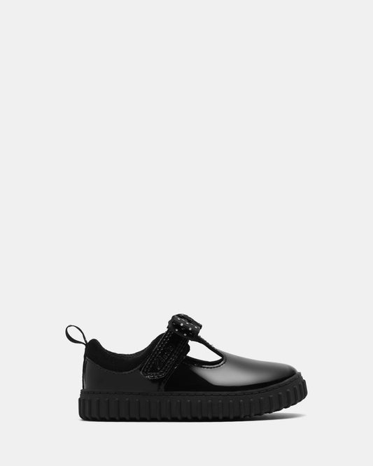 Image of Footwear. Productname: Cove Bow T. Black Patent in Black Patent colour by brand - Clarks
