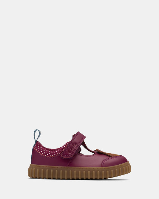 Image of Footwear. Productname: Cove Glow T. Berry in Berry colour by brand - Clarks