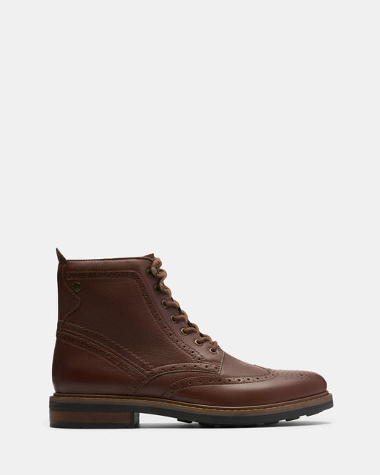 Image of Boots. Productname: Newford Lace Boot Mid Tan Leather in Mid Tan Leather colour by brand - Clarks
