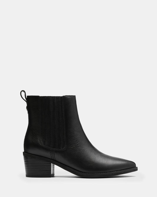 Image of a model wearing Tops. Productname: Morzine Top Black Leather in Black Leather colour by brand - Clarks