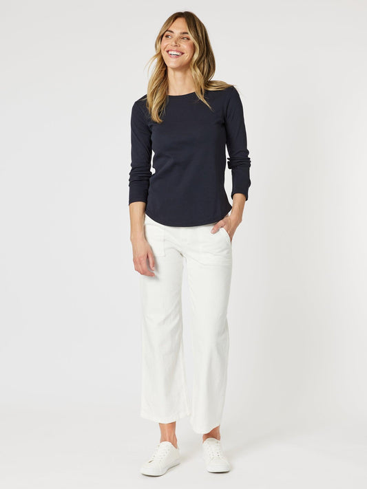 Gordon Smith Long Sleeve Crew Neck Top (Navy)