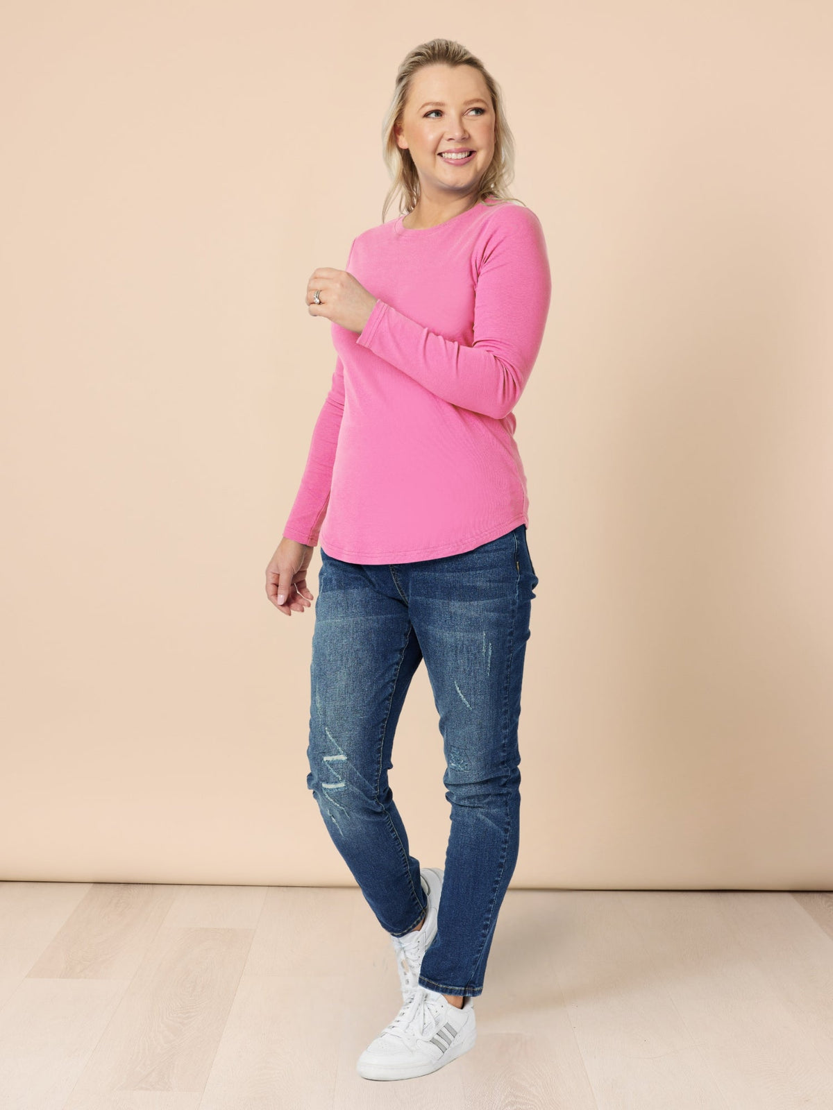 Gordon Smith Long Sleeve Crew Neck Top (Hot Pink)