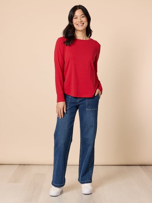 Gordon Smith Long Sleeve Crew Neck Top (Red)