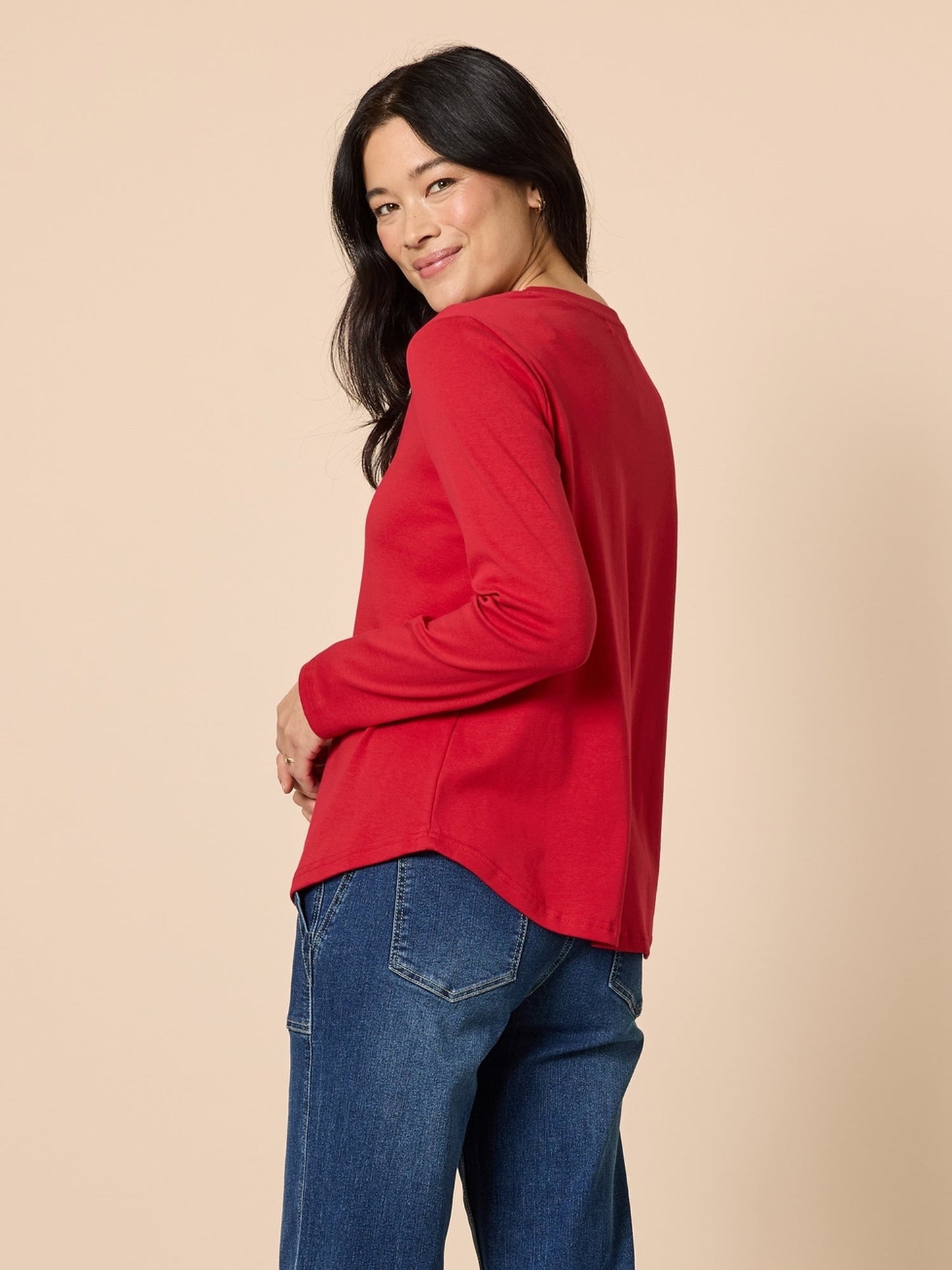 Gordon Smith Long Sleeve Crew Neck Top (Red)