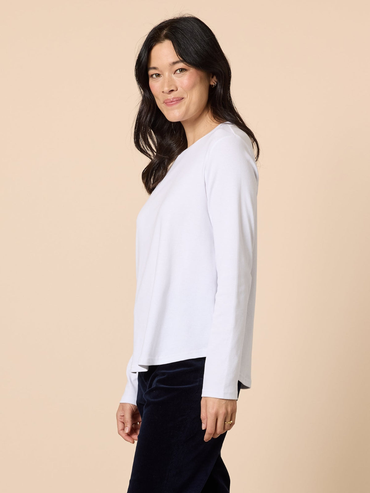 Gordon Smith Long Sleeve Crew Neck Top (White)