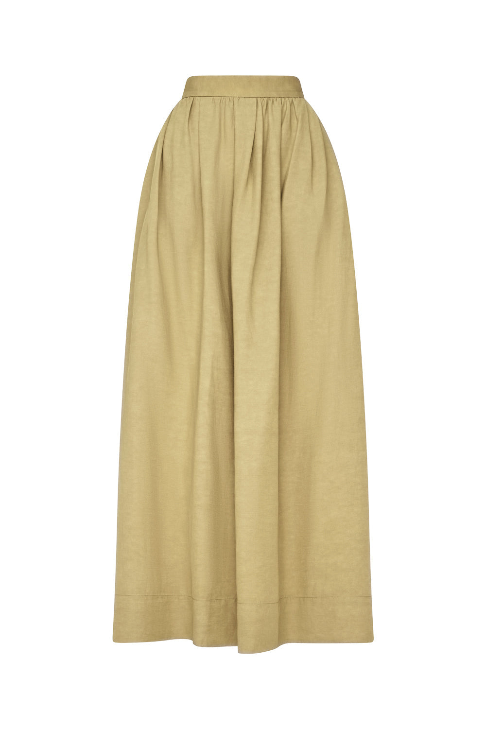 Image of a model wearing Skirts. Productname: Final Note Skirt in Khaki Gold colour by brand - Manning Cartell