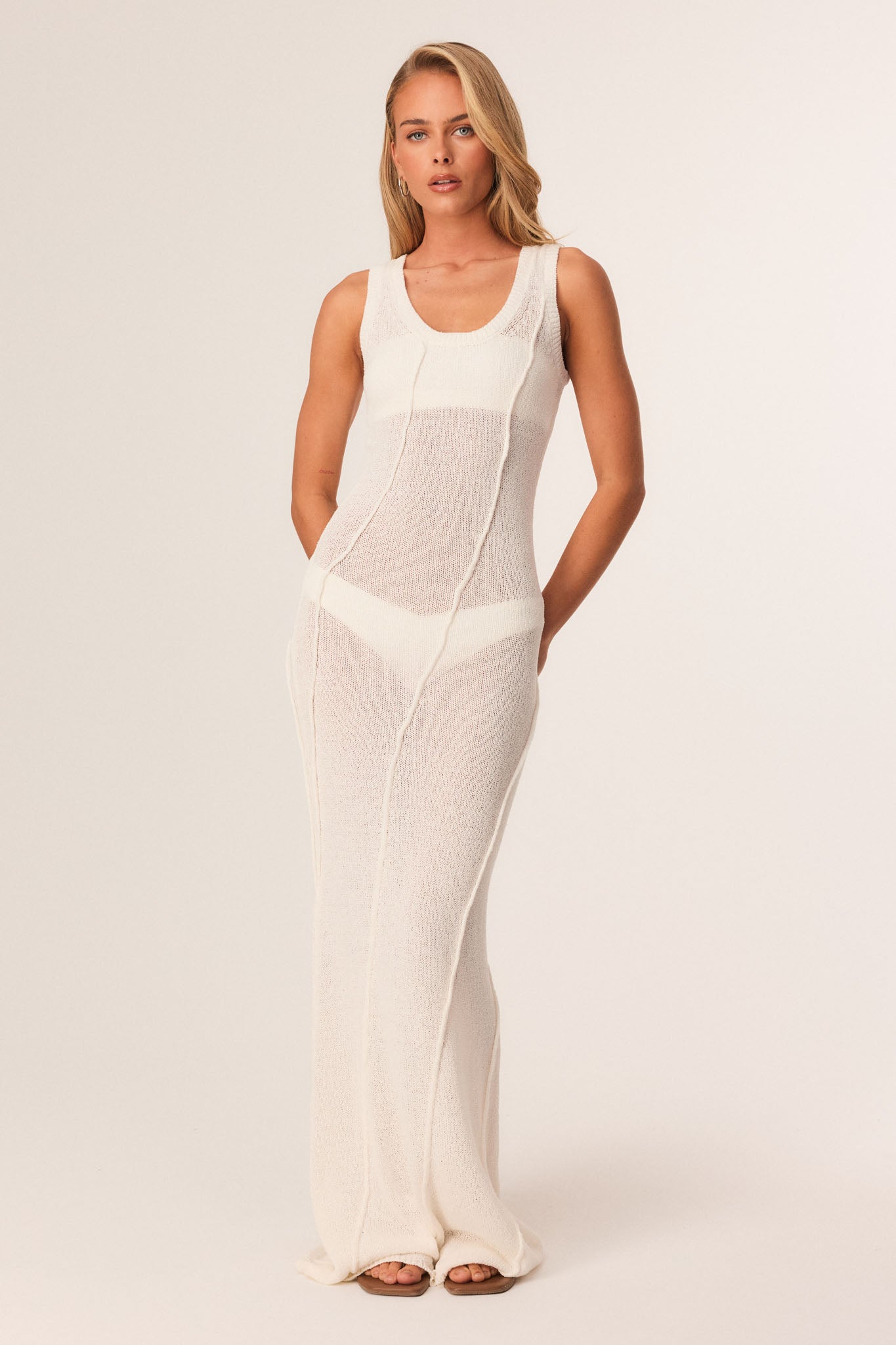 Image of Dresses. Productname: SNDYS MAYE COVER UP in White colour by brand - SNDYS