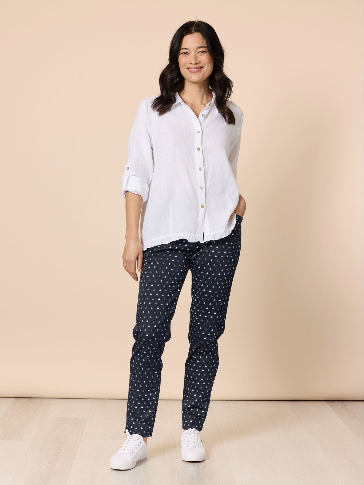 Gordon Smith Cherry Print Slim Leg Pant (Navy/White)