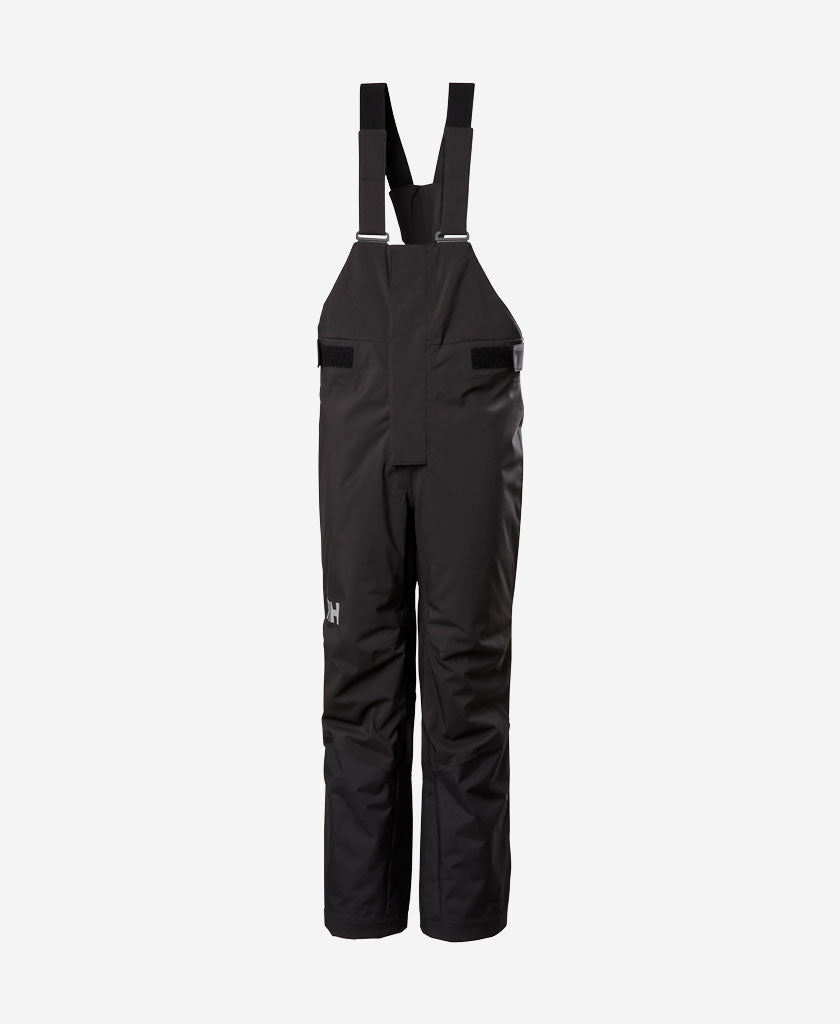 Image of a model wearing Pants. Product name - JR SUMMIT 2.0 BIB PANT, Black in Black colour by brand - Helly Hansen