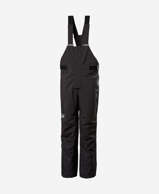 Image of a model wearing Pants. Product name - JR SUMMIT 2.0 BIB PANT, Black in Black colour by brand - Helly Hansen