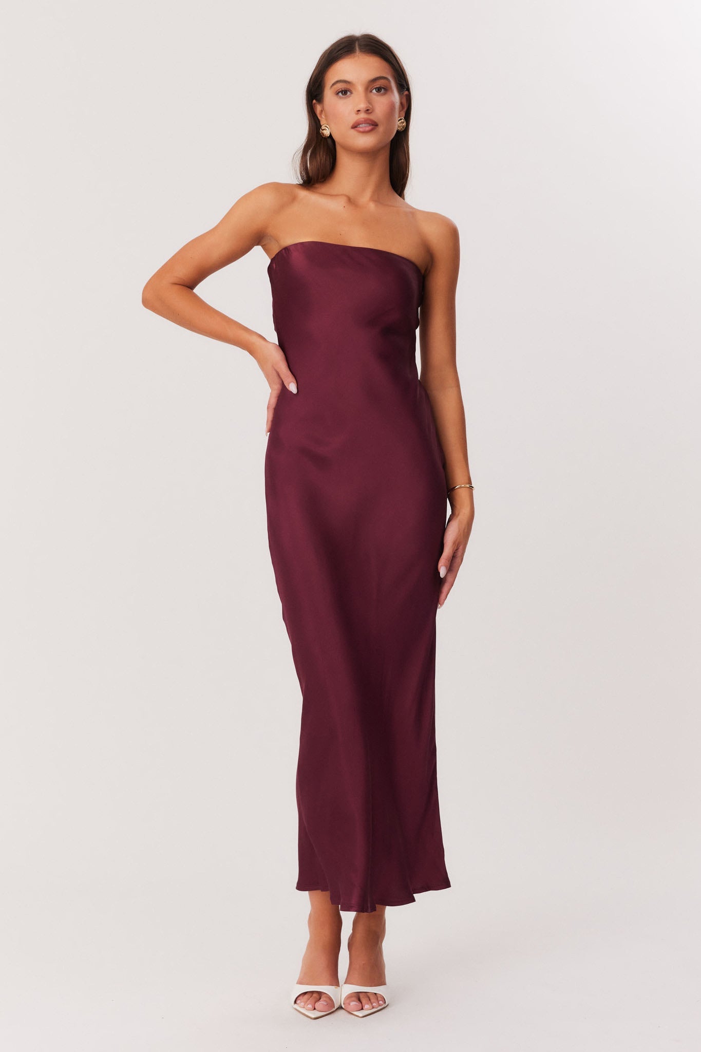 Image of Dresses. Productname: SNDYS ANGEL STRAPLESS DRESS in Wine colour by brand - SNDYS