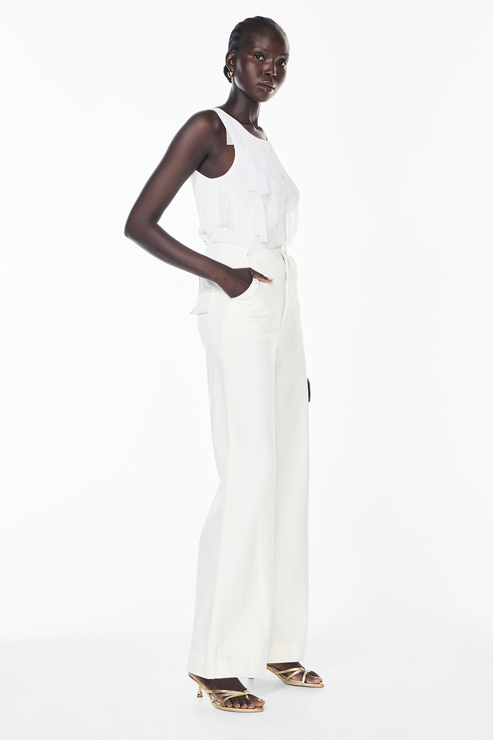 Fringe Accents Top (White)