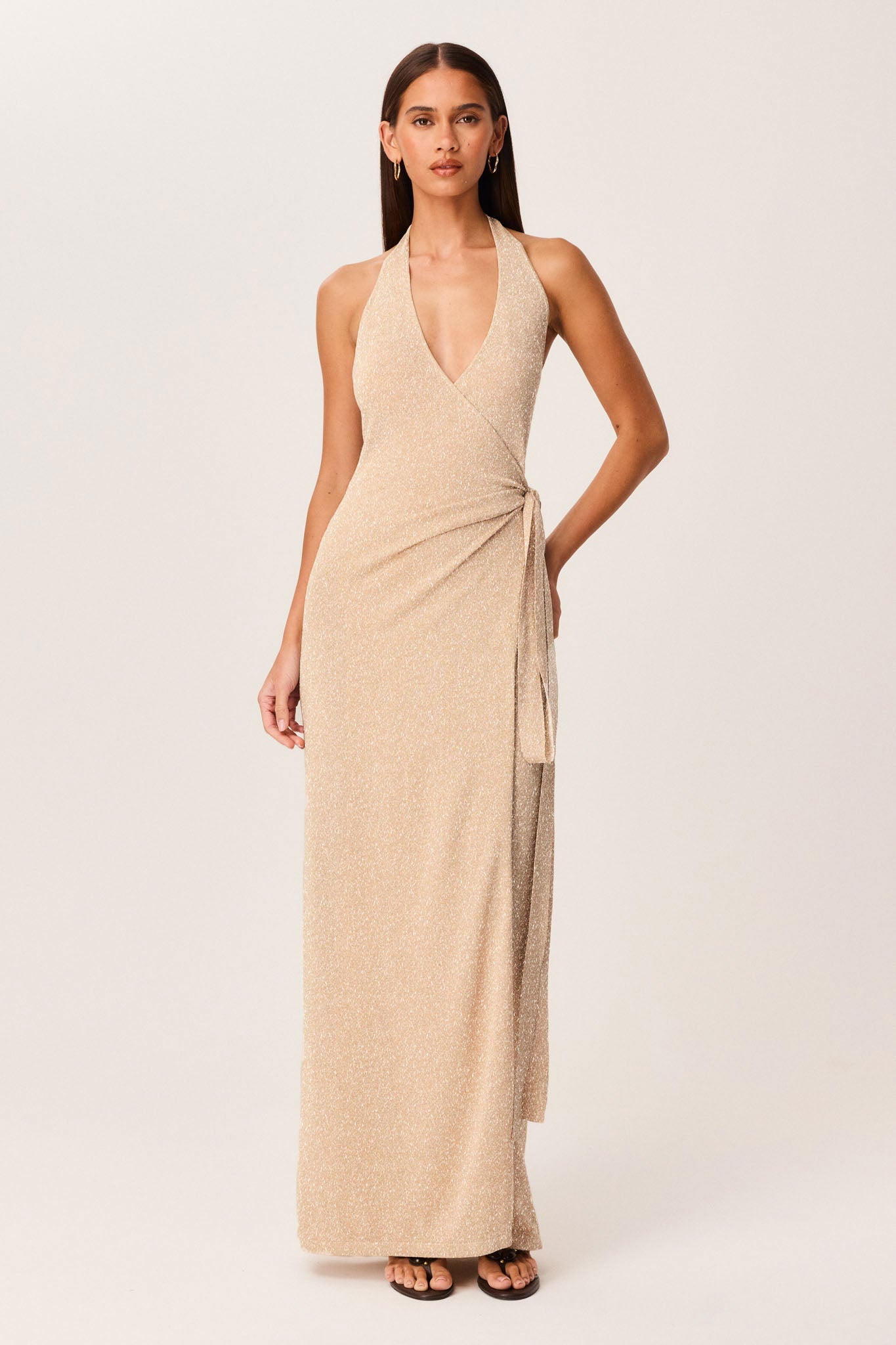 SNDYS TIARE SHIMMER MAXI DRESS (Beige)