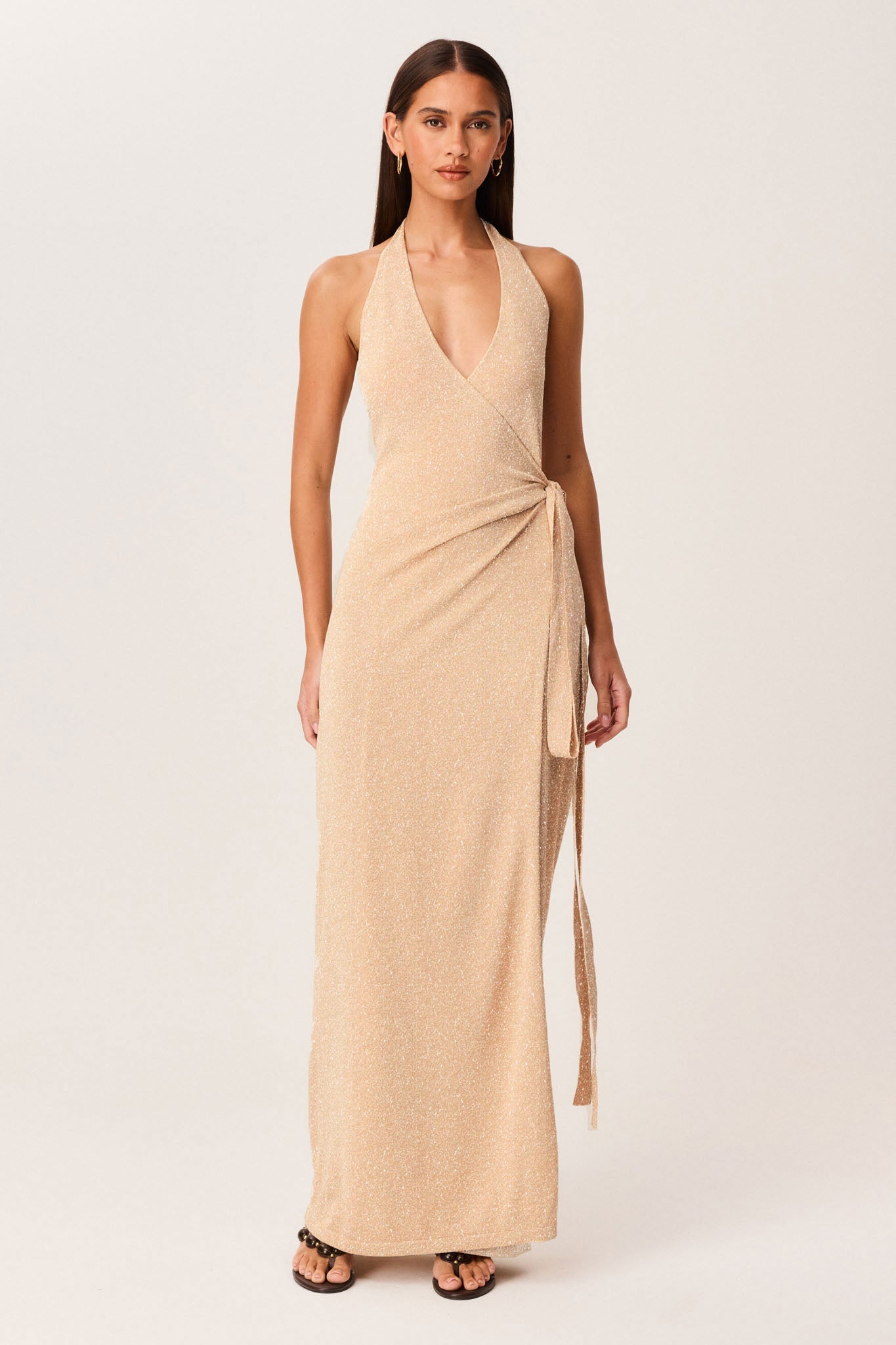 SNDYS TIARE SHIMMER MAXI DRESS (Beige)