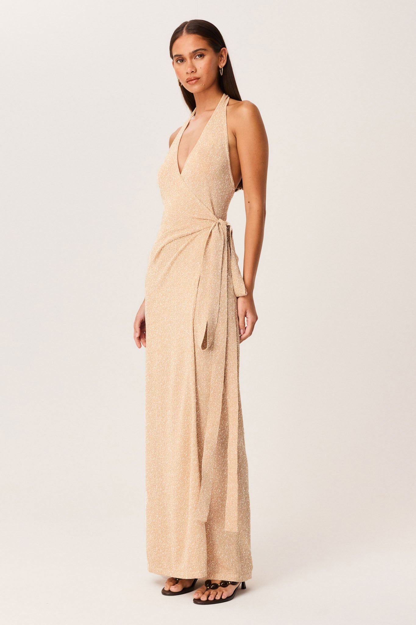 SNDYS TIARE SHIMMER MAXI DRESS (Beige)
