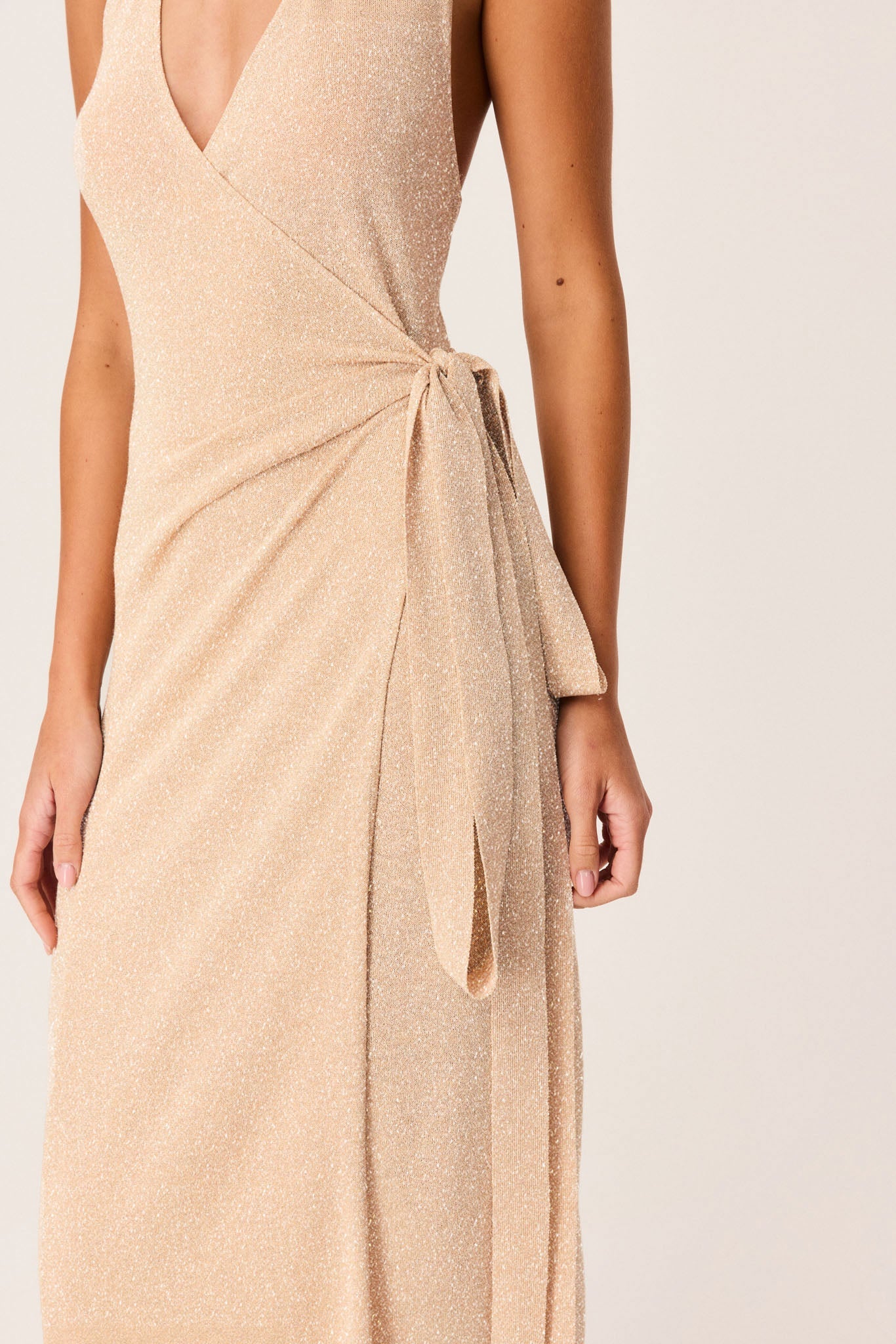 SNDYS TIARE SHIMMER MAXI DRESS (Beige)