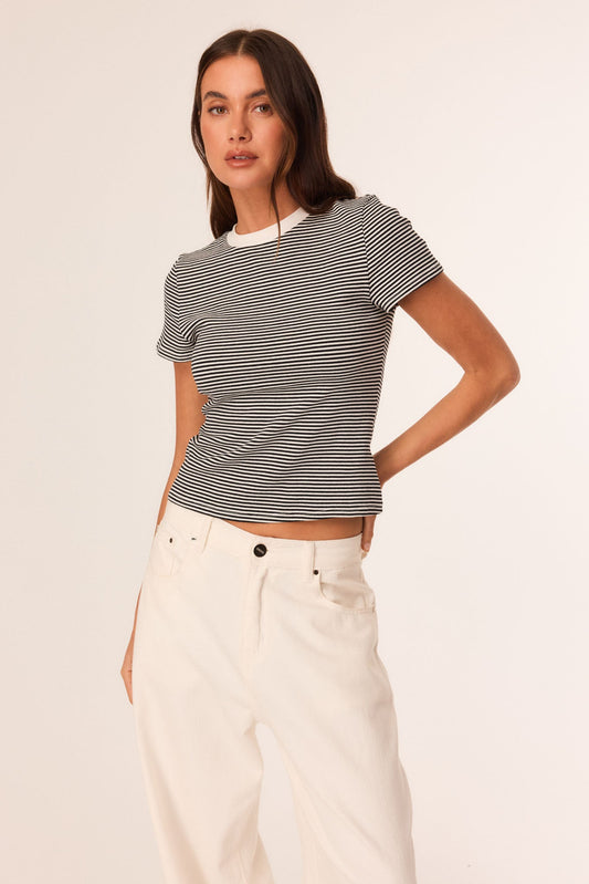 Image of T-Shirts. Productname: SNDYS HENNY BABY TEE in Black Stripe colour by brand - SNDYS