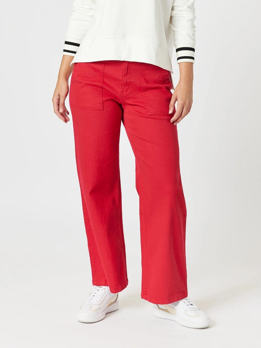 Image of Jeans. Product name - Hudson Wide Leg Jean Red in Red colour by brand - Gordon Smith