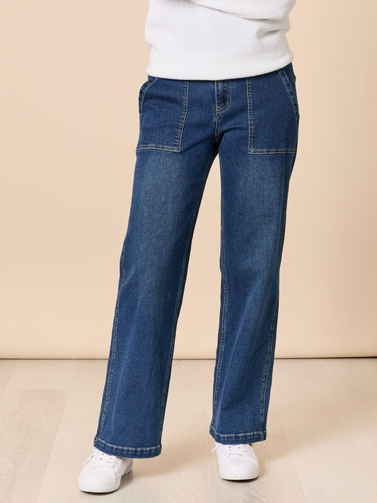 Image of Jeans. Product name - Hudson Wide Leg Jean Blue Wash in Blue Wash colour by brand - Gordon Smith