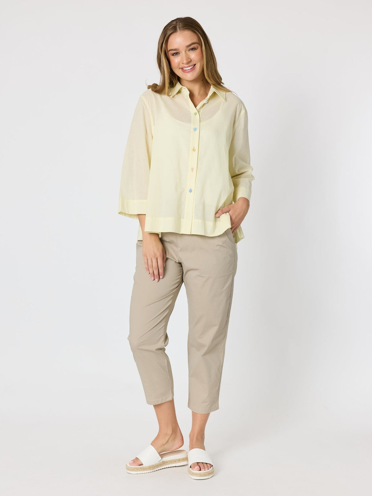 Threadz Santorini Cotton Capri Pant (Natural)