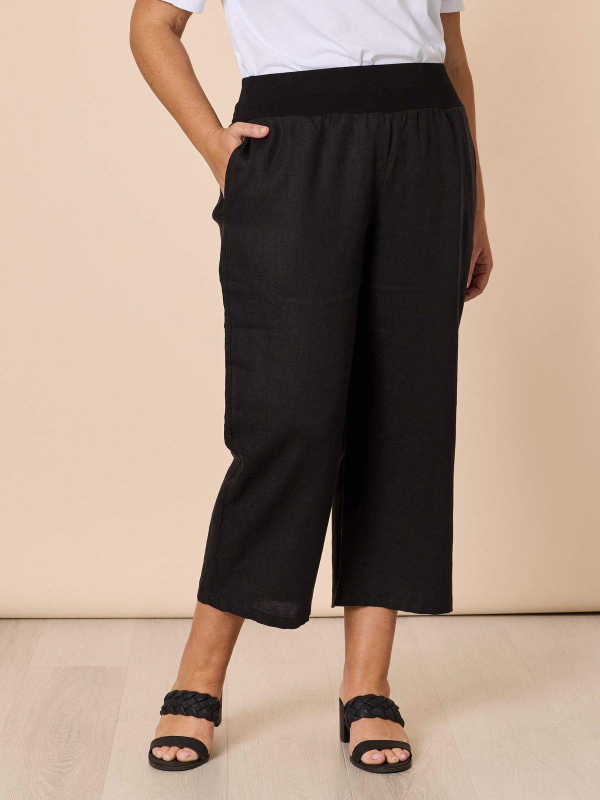 Gordon Smith Lara Wide Leg Linen Pant (Black)