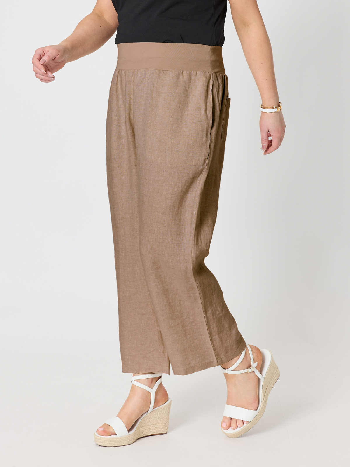 Gordon Smith Lara Wide Leg Linen Pant (Mocha)