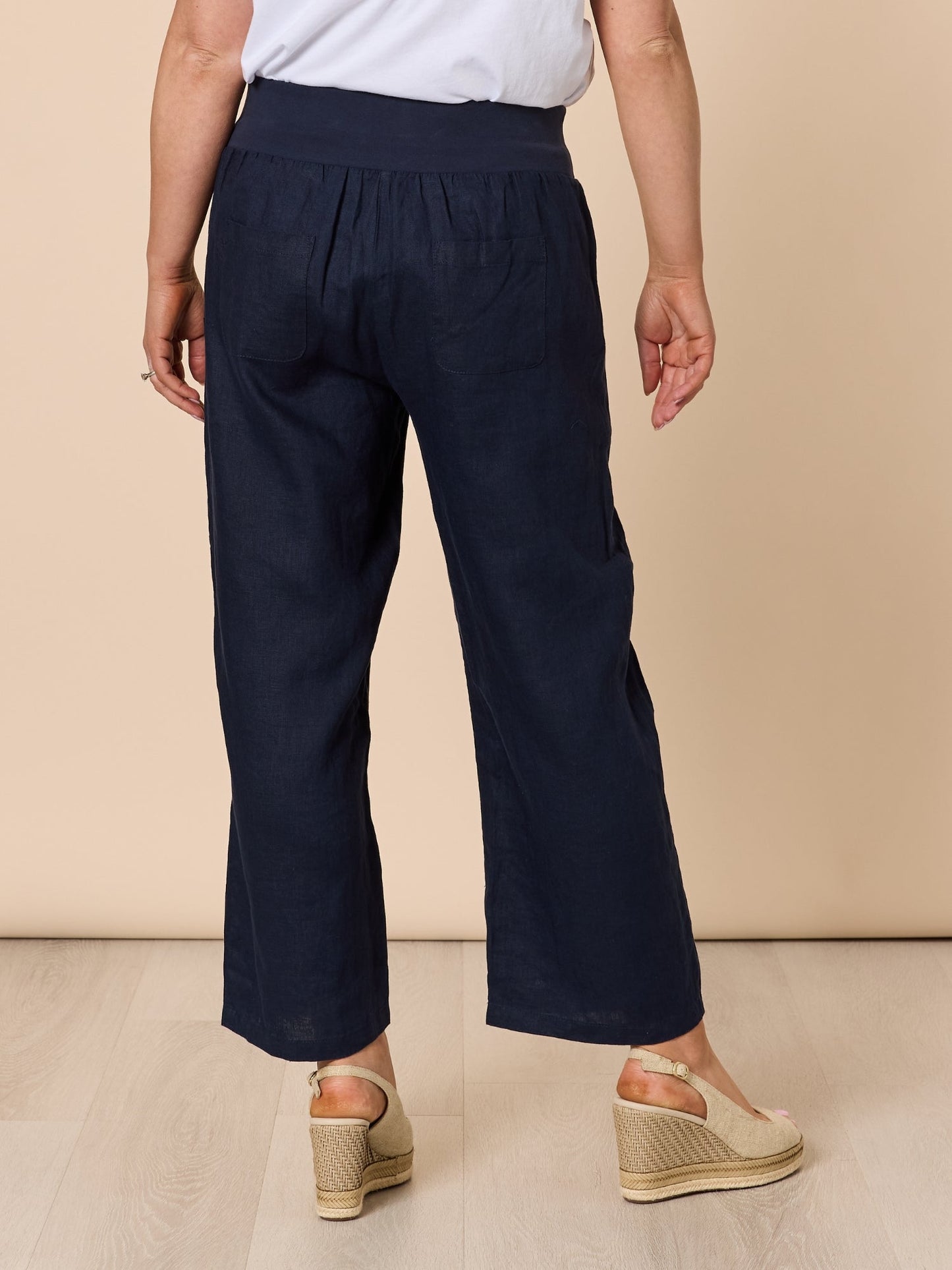 Gordon Smith Lara Wide Leg Linen Pant (Navy)