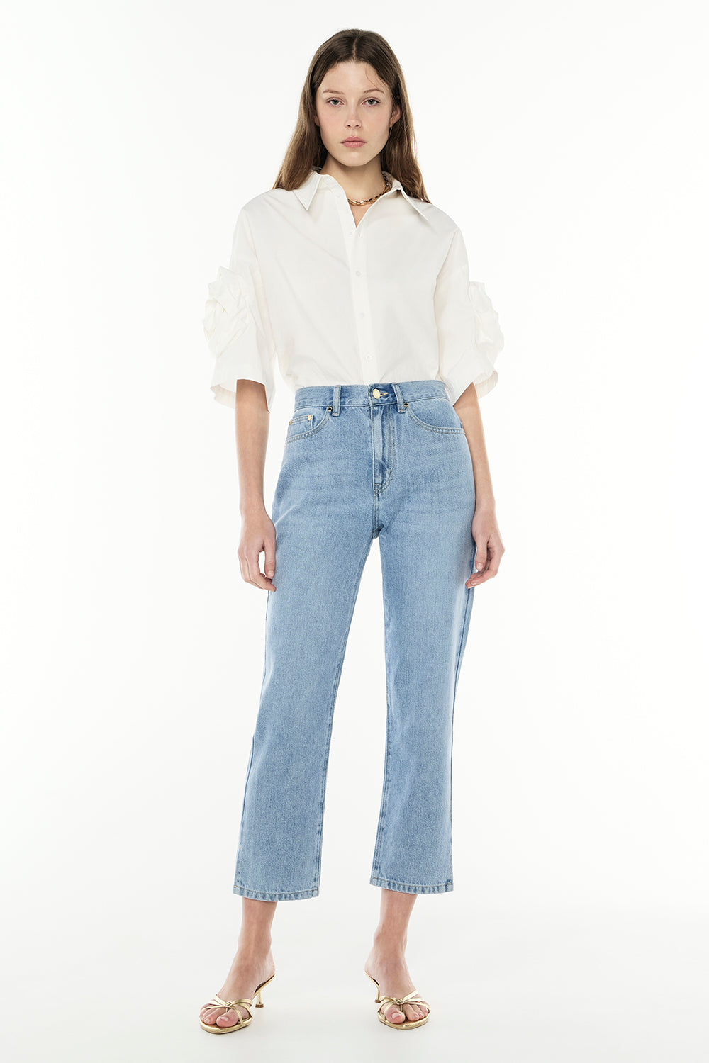 Image of a model wearing Denim. Productname: Cote Classic Capri Jean in INDIGO colour by brand - Manning Cartell
