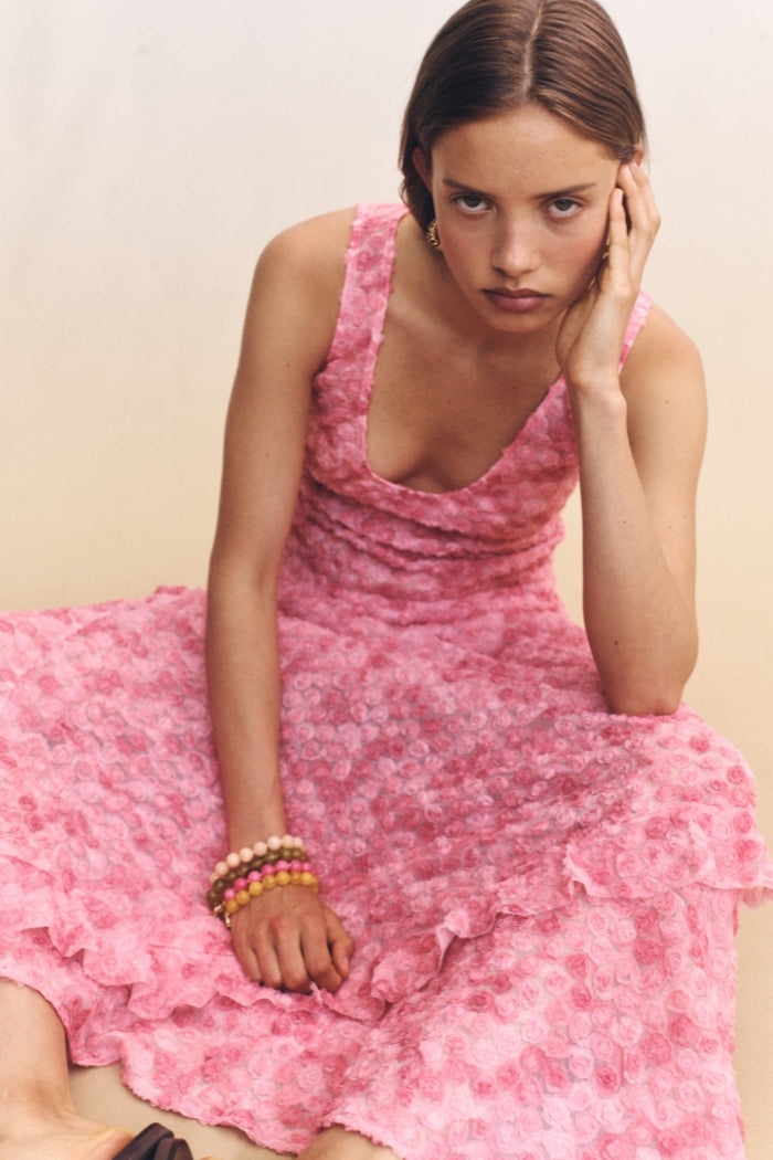 Image of a model wearing Tops. Product name - Keris Top Rose in Rose colour by brand - Blanca Studio