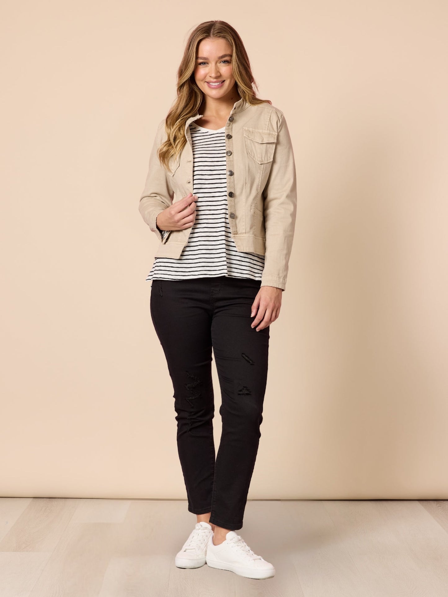 Threadz City Stripe Long Sleeve Tee (Black/Ivory)
