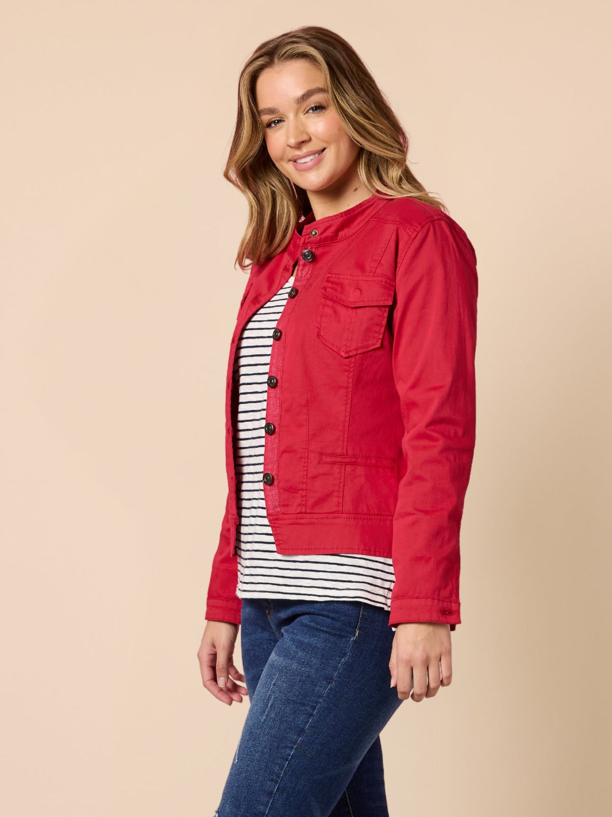 Threadz Maggie Denim Jacket (Red)