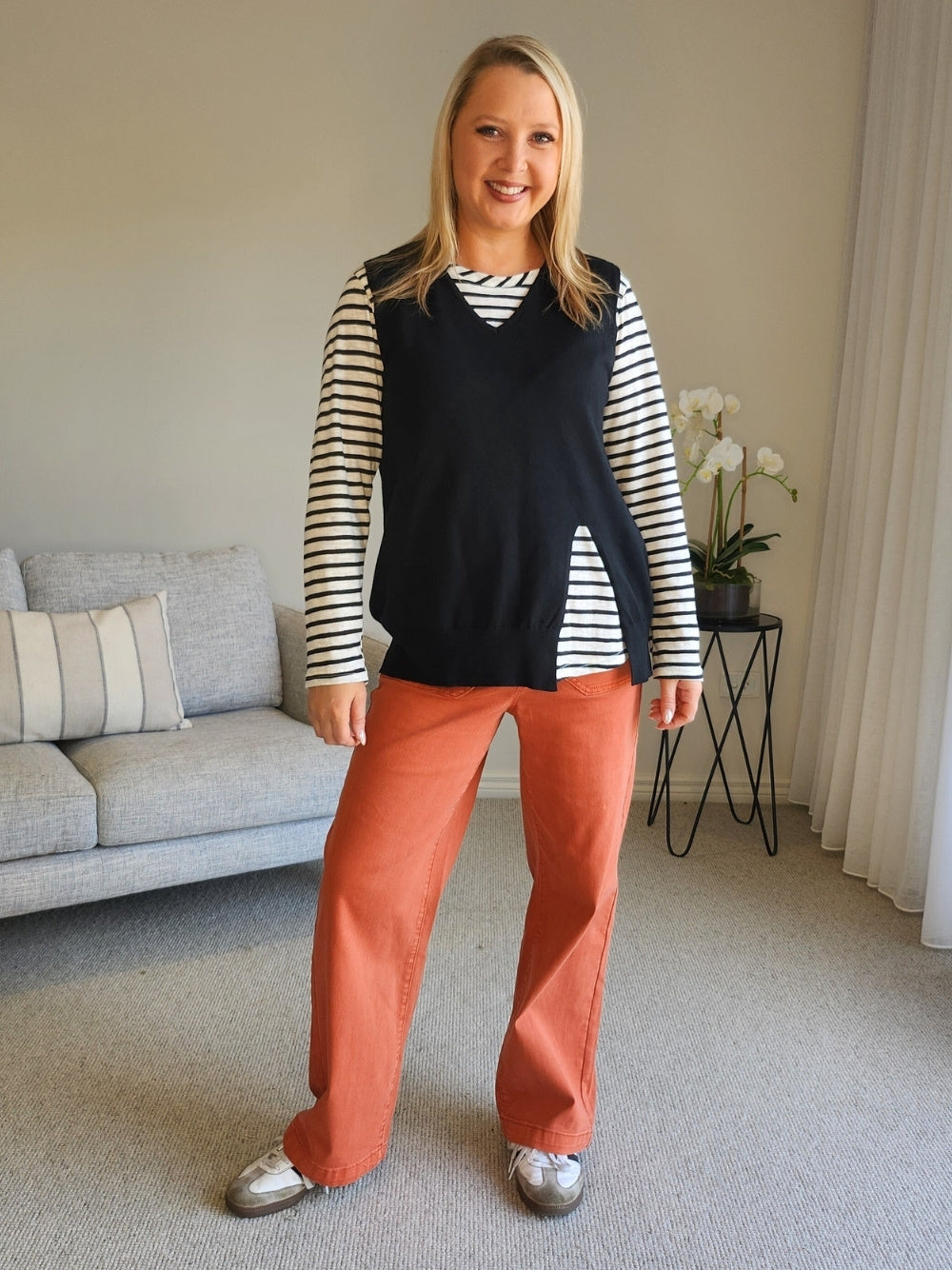 Threadz Carpenter Stretch Wide Leg Jean (Fig)