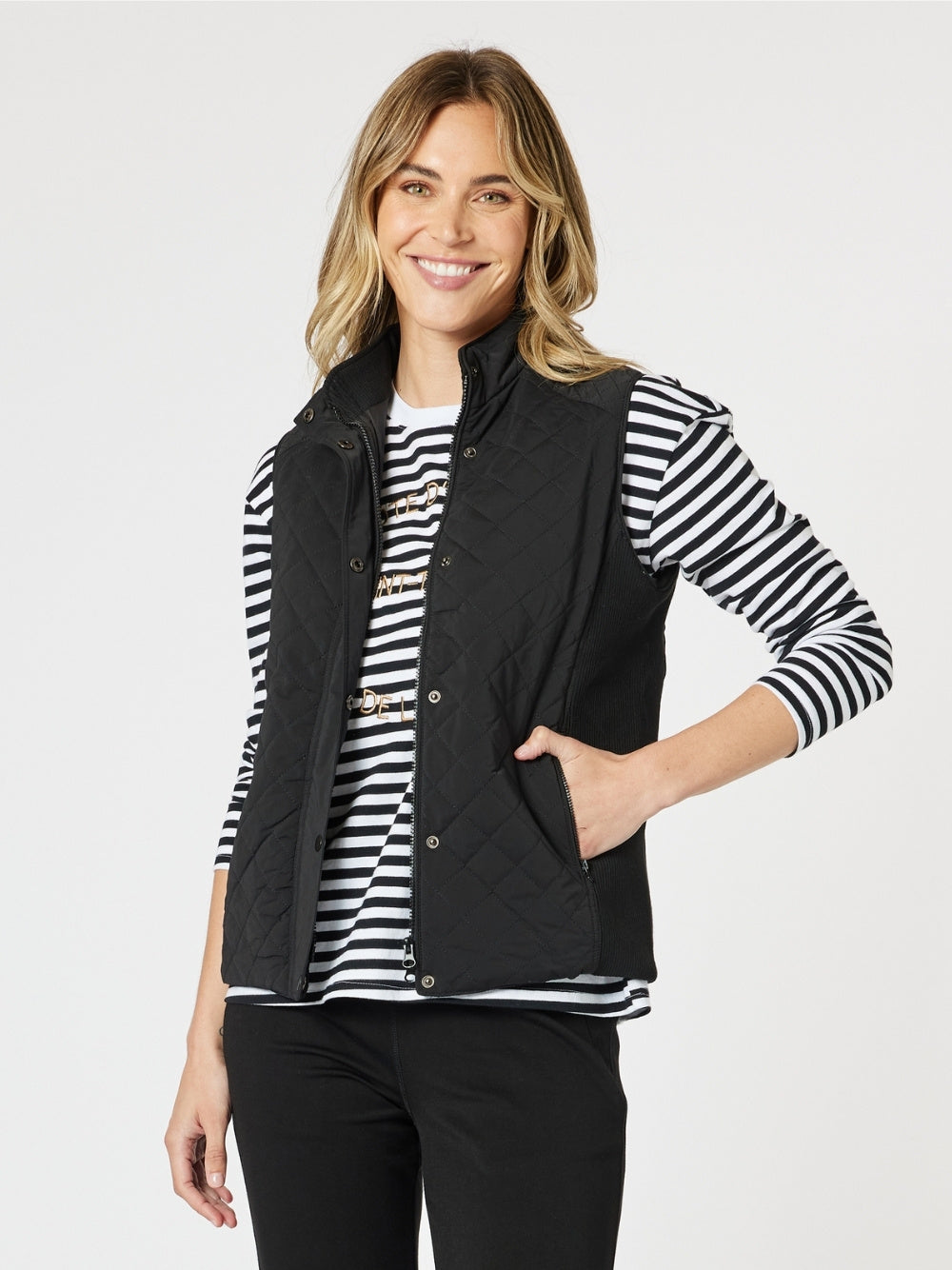 Image of Coats & Jackets. Product name - Brighton Puffer Vest Black in Black colour by brand - Gordon Smith