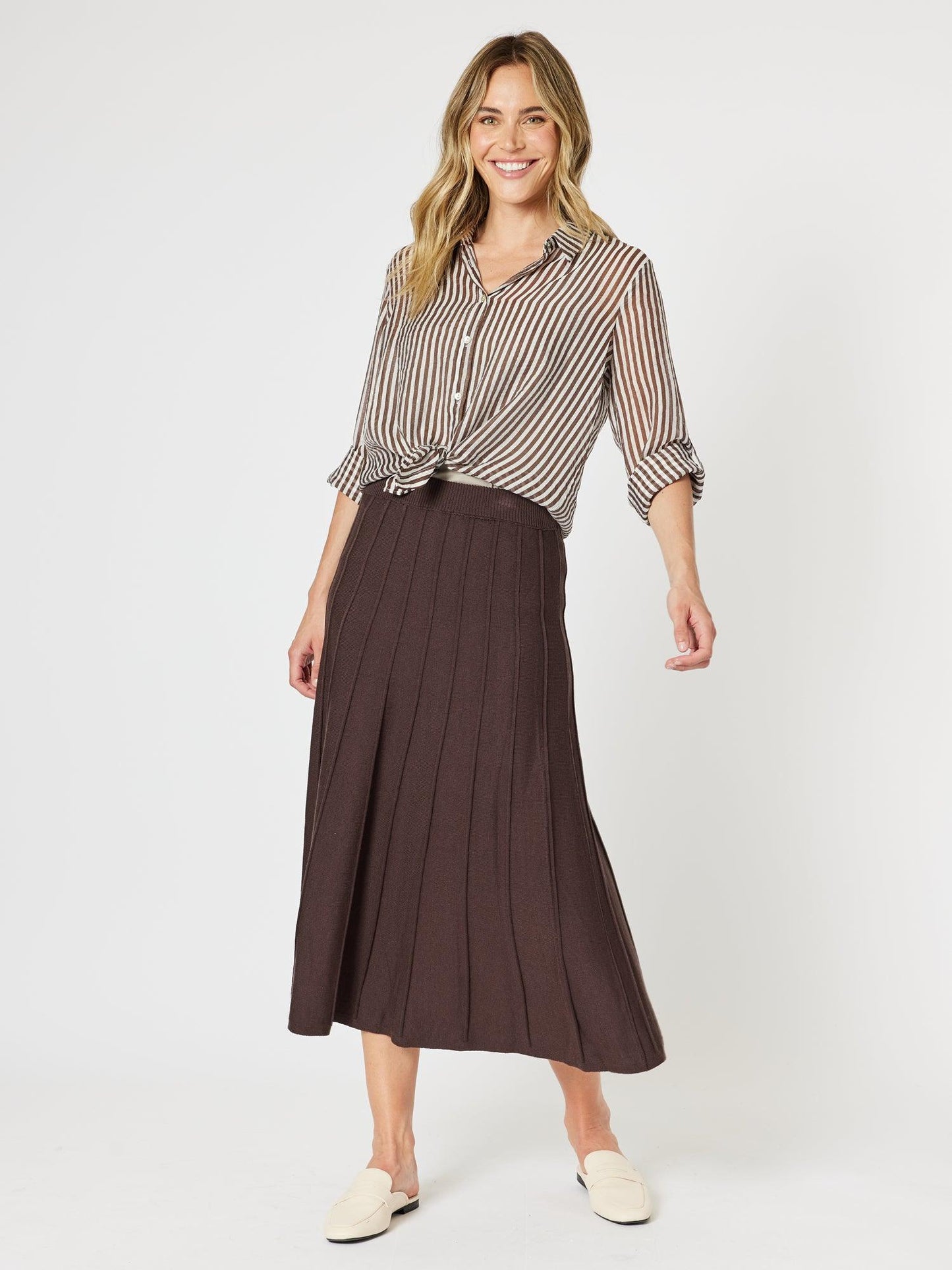 Gordon Smith Kate Long Knit Skirt (Chocolate)