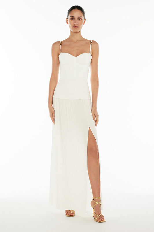 Image of Dresses. Productname: Double Time Pleat Dress in WHITE colour by brand - Manning Cartell