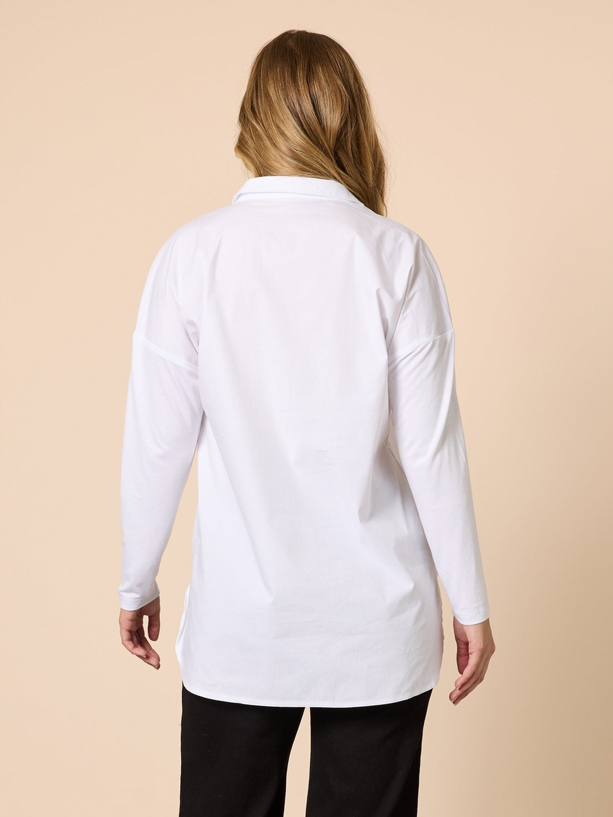 Threadz Julia Jersey Sleeve Poplin Shirt (White)