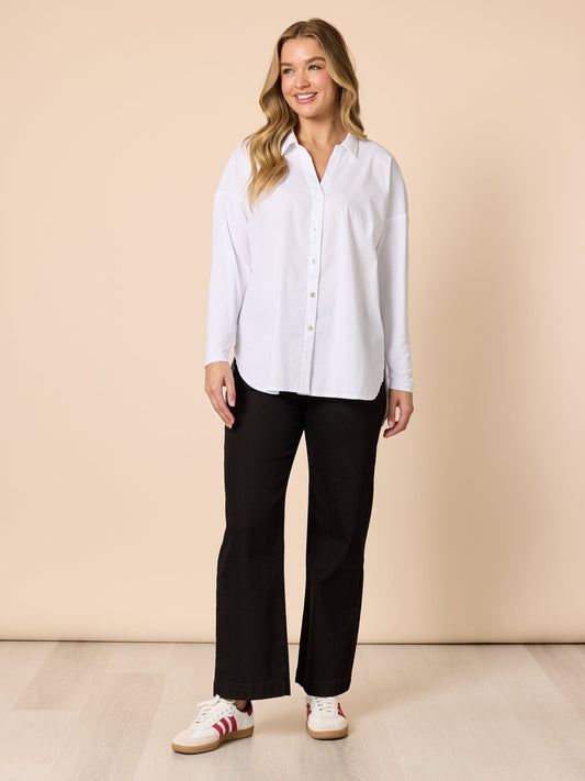 Threadz Carpenter Stretch Wide Leg Pull On Denim Jean (Black)