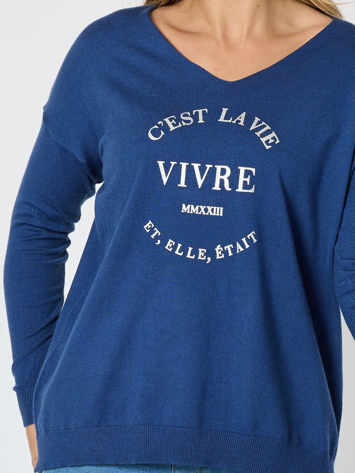 Threadz C'est La Vie Knit Sweat- (Indigo)