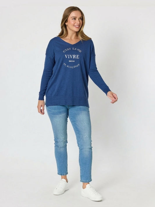 Threadz C'est La Vie Knit Sweat- (Indigo)