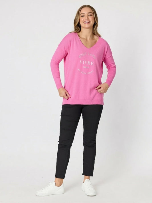 Threadz C'est La Vie Knit Sweat (Hot Pink)