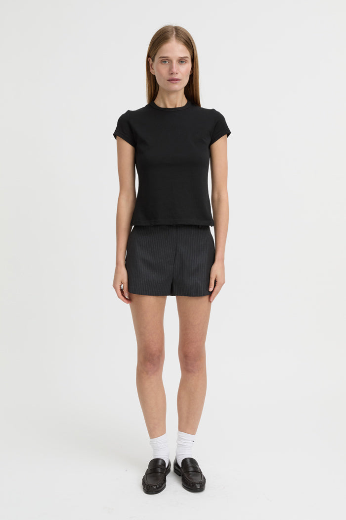 Image of T-Shirts. Product name - Laina Baby Tee Black in Black colour by brand - Blanca Studio