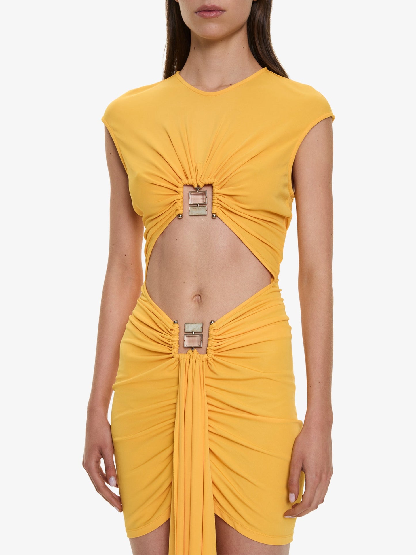 CHRISTOPHER ESBER Bezel Quartz Disconnect Short Sleeve Mini Dress (Valencia)