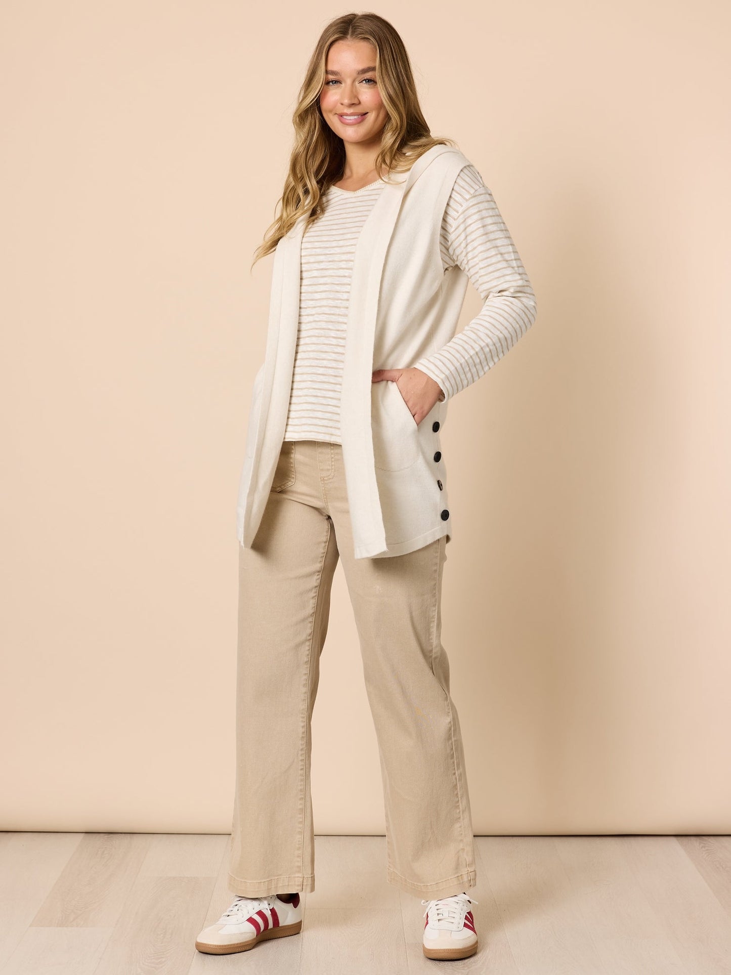 Threadz City Stripe Long Sleeve Tee (Natural Ivory)