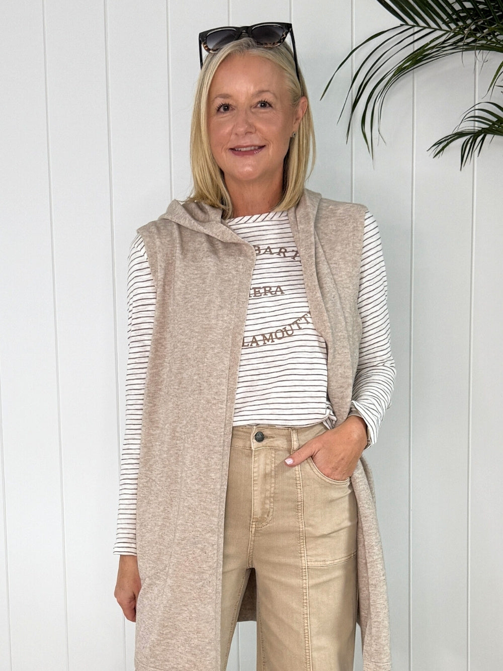 Image of Coats & Jackets. Product name - Ollie Vest Oatmeal in Oatmeal colour by brand - Threadz