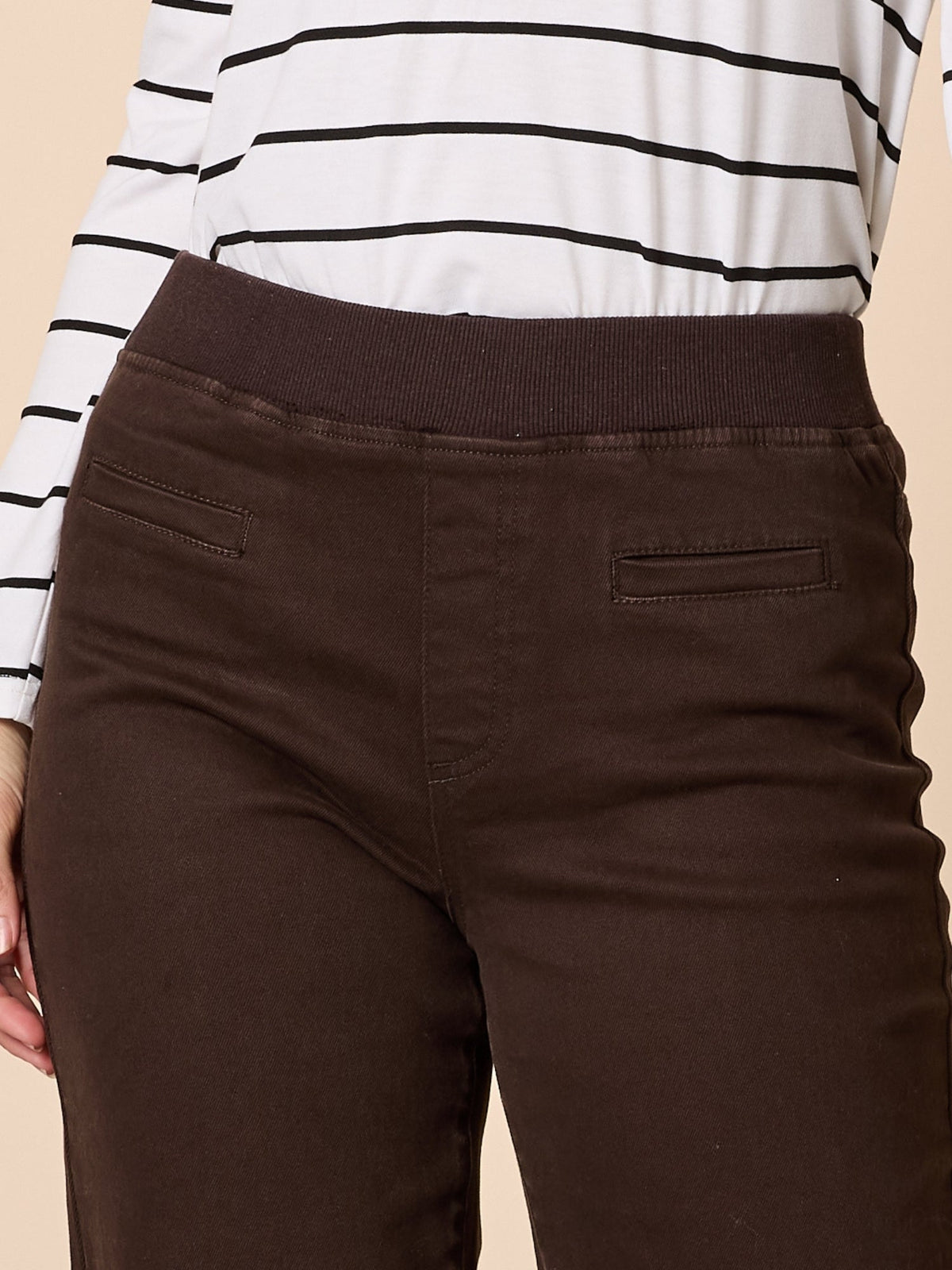 Threadz Maddy Pull on Wide Leg Jean (Chocolate)