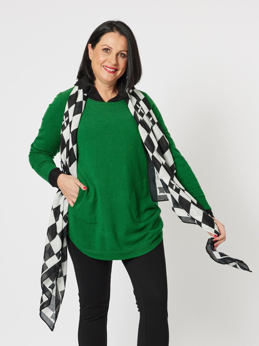 Image of Scarves & Shawls. Product name - Checker Scarf Black in Black colour by brand - Threadz
