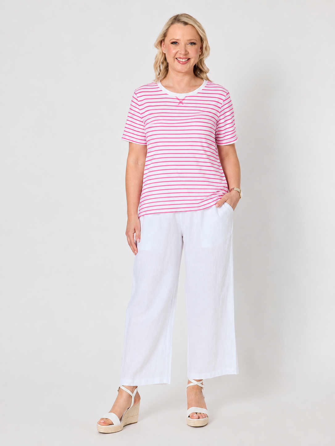 Gordon Smith Classic Stripe Tee (Flamingo White)